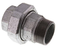 Rp 1 1/2'' x R 1 1/2'' F/M Hierro fundido zincado Espiga doble 3 piezas con junta plana 25 Bar