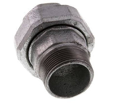 Rp 1 1/2'' x R 1 1/2'' F/M Hierro fundido zincado Espiga doble 3 piezas con junta plana 25 Bar