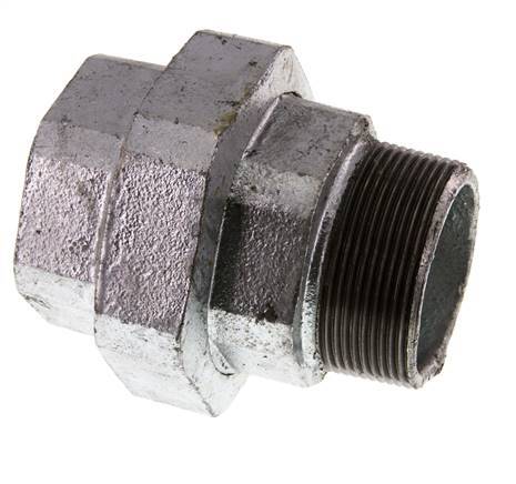 Rp 2'' x R 2'' F/M Hierro fundido zincado Espiga doble 3 piezas con junta plana 25 Bar