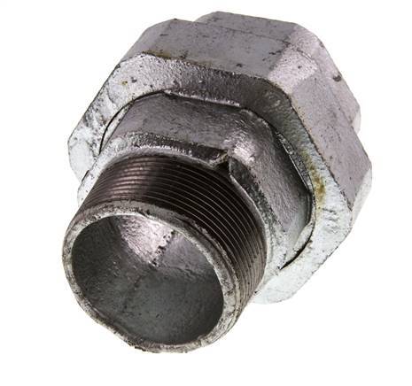 Rp 2'' x R 2'' F/M Hierro fundido zincado Espiga doble 3 piezas con junta plana 25 Bar