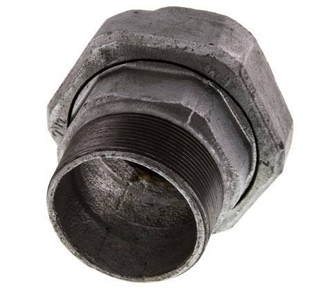 Rp 2 1/2'' x R 2 1/2'' F/M Hierro fundido zincado Espiga doble de 3 piezas con cierre cónico 25 Bar