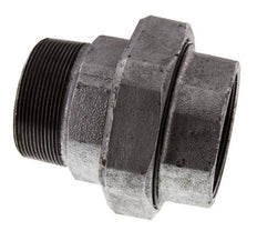 Rp 2 1/2'' x R 2 1/2'' F/M Hierro fundido zincado Espiga doble de 3 piezas con cierre cónico 25 Bar