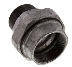 Rp 2 1/2'' x R 2 1/2'' F/M Hierro fundido zincado Espiga doble de 3 piezas con cierre cónico 25 Bar