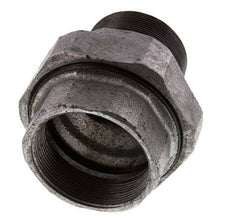 Rp 2 1/2'' x R 2 1/2'' F/M Hierro fundido zincado Espiga doble de 3 piezas con cierre cónico 25 Bar