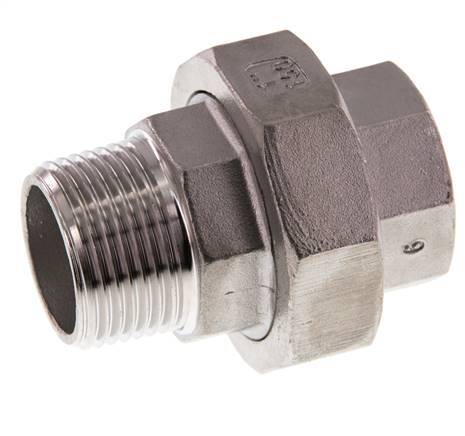 1'' NPT x 1'' NPT F/M Acero inoxidable de 3 piezas con cierre cónico 16 Bar