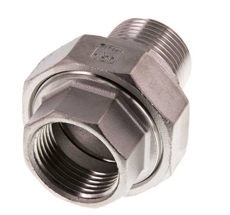 1'' NPT x 1'' NPT F/M Acero inoxidable de 3 piezas con cierre cónico 16 Bar