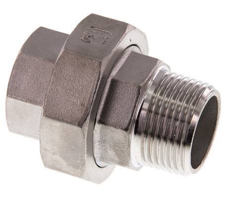 1'' NPT x 1'' NPT F/M Acero inoxidable de 3 piezas con cierre cónico 16 Bar