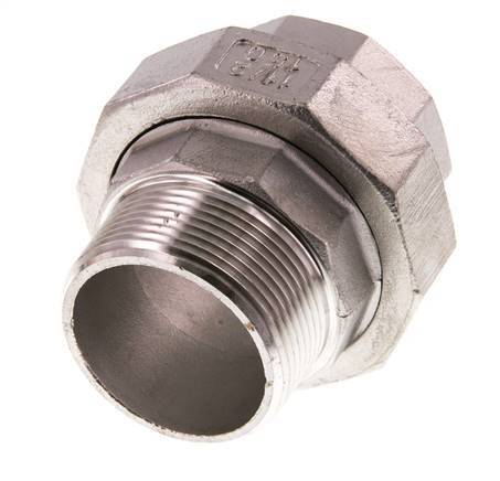 1 1/2'' NPT x 1 1/2'' NPT F/M Acero inoxidable de 3 piezas con cierre cónico 16 Bar