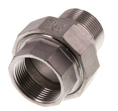 Rp 1 1/4'' x R 1 1/4'' F/M Espiga doble de acero inoxidable de 3 piezas con cierre cónico 16 Bar