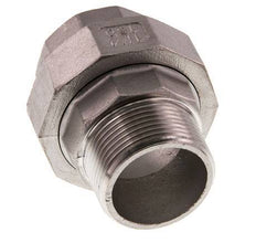Rp 1 1/4'' x R 1 1/4'' F/M Espiga doble de acero inoxidable de 3 piezas con cierre cónico 16 Bar