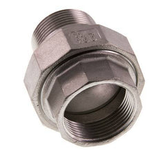 Rp 1 1/4'' x R 1 1/4'' F/M Espiga doble de acero inoxidable de 3 piezas con cierre cónico 16 Bar