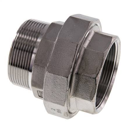 2'' NPT x 2'' NPT F/M Acero inoxidable de 3 piezas con sellado cónico 16 Bar