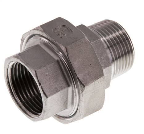 Rp 1'' x R 1'' F/M Espiga doble de acero inoxidable de 3 piezas con junta plana 16 Bar
