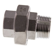 Rp 1'' x R 1'' F/M Espiga doble de acero inoxidable de 3 piezas con junta plana 16 Bar
