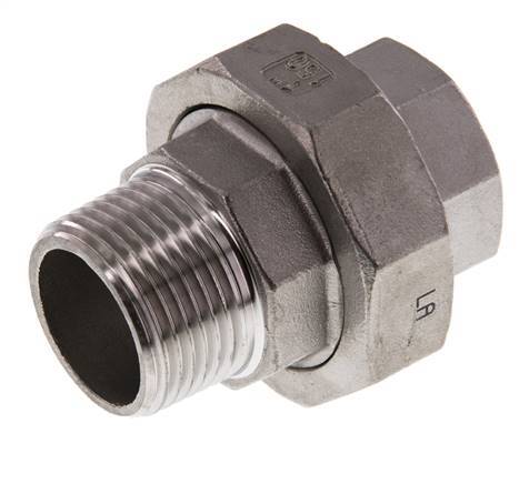 Rp 1'' x R 1'' F/M Espiga doble de acero inoxidable de 3 piezas con junta plana 16 Bar