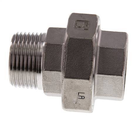 Rp 1'' x R 1'' F/M Espiga doble de acero inoxidable de 3 piezas con junta plana 16 Bar