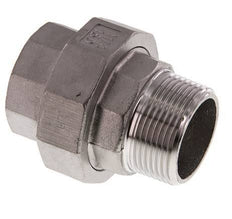 Rp 1 1/4'' x R 1 1/4'' F/M Espiga doble de acero inoxidable de 3 piezas con junta plana 16 Bar
