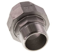 Rp 1 1/4'' x R 1 1/4'' F/M Espiga doble de acero inoxidable de 3 piezas con junta plana 16 Bar
