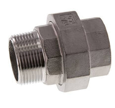 Rp 1 1/4'' x R 1 1/4'' F/M Espiga doble de acero inoxidable de 3 piezas con junta plana 16 Bar