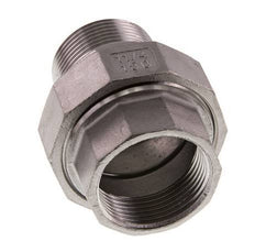 Rp 1 1/4'' x R 1 1/4'' F/M Espiga doble de acero inoxidable de 3 piezas con junta plana 16 Bar