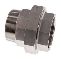Rp 2 1/2'' x R 2 1/2'' F/M Espiga doble de acero inoxidable de 3 piezas con junta plana 16 Bar