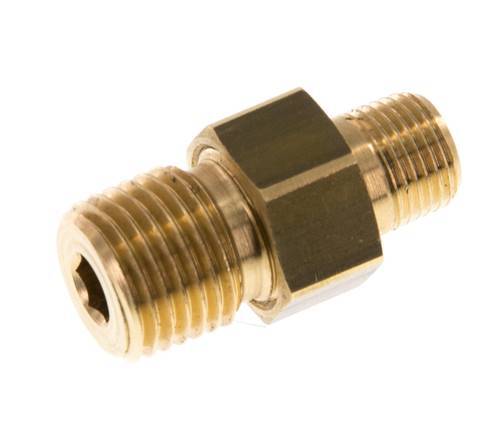 R 1/4'' x R 1/8'' Brass Double Nipple 3-pieces with Conically sealing 16 Bar [2 Pieces]