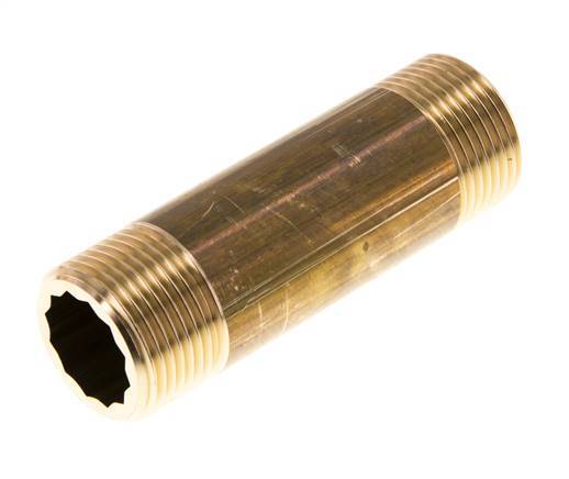 G 3/4'' Espiga doble de latón 16 Bar DIN 2982 - 80mm