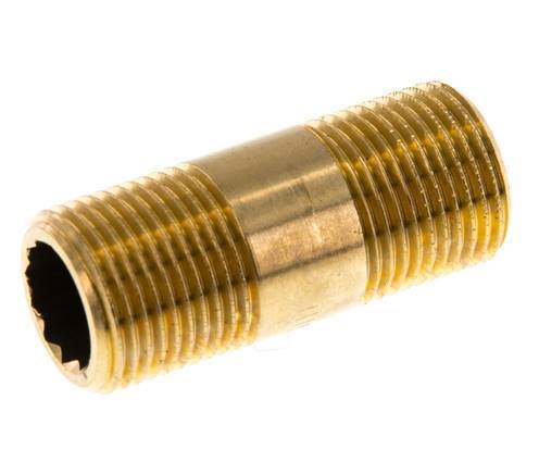 G 3/8'' Espiga doble de latón 16 Bar DIN 2982 - 40mm