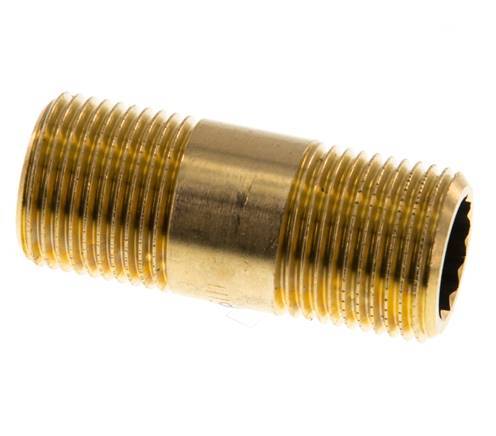 G 3/8'' Espiga doble de latón 16 Bar DIN 2982 - 40mm