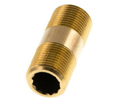 G 3/8'' Espiga doble de latón 16 Bar DIN 2982 - 40mm