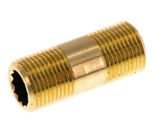 G 3/8'' Espiga doble de latón 16 Bar DIN 2982 - 40mm