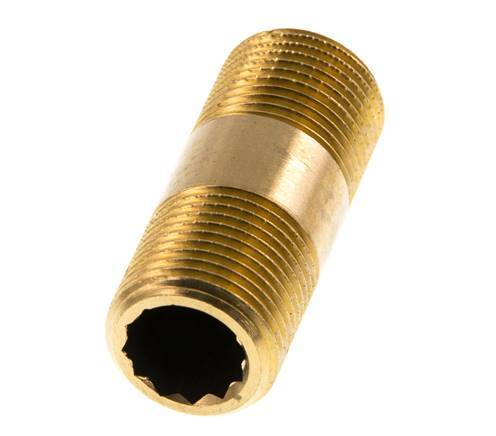 G 3/8'' Espiga doble de latón 16 Bar DIN 2982 - 40mm