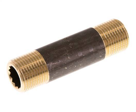 G 3/8'' Espiga doble de latón 16 Bar DIN 2982 - 60mm