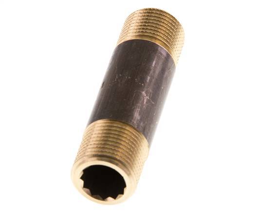 G 3/8'' Espiga doble de latón 16 Bar DIN 2982 - 60mm