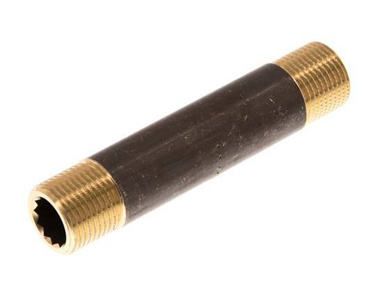 G 3/8'' Espiga doble de latón 16 Bar DIN 2982 - 80mm
