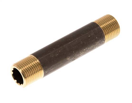 G 3/8'' Espiga doble de latón 16 Bar DIN 2982 - 80mm