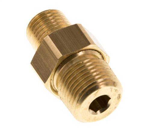 R 3/8'' x R 1/4'' Brass Double Nipple 3-pieces with Conically sealing 16 Bar [2 Pieces]