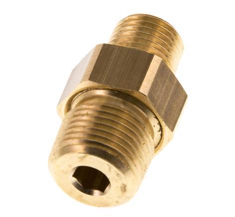 R 3/8'' x R 1/4'' Brass Double Nipple 3-pieces with Conically sealing 16 Bar [2 Pieces]