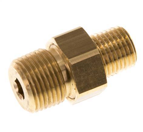 R 3/8'' x R 1/4'' Brass Double Nipple 3-pieces with Conically sealing 16 Bar [2 Pieces]