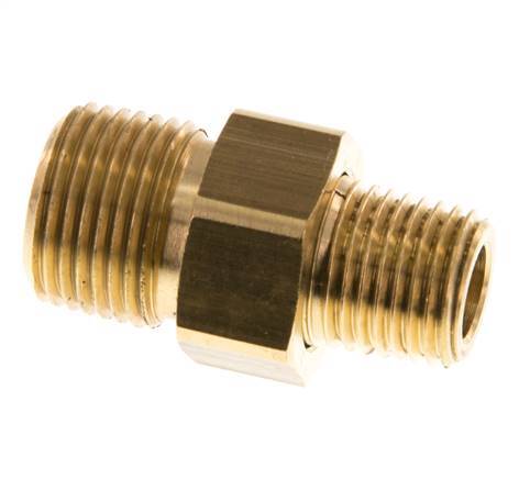 R 3/8'' x R 1/4'' Brass Double Nipple 3-pieces with Conically sealing 16 Bar [2 Pieces]