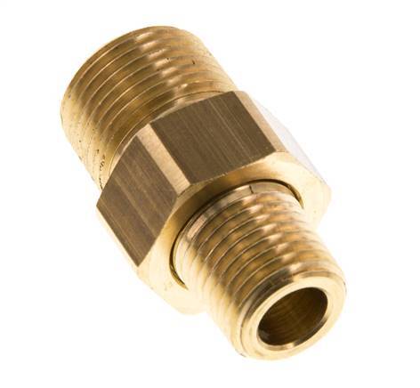 R 3/8'' x R 1/4'' Brass Double Nipple 3-pieces with Conically sealing 16 Bar [2 Pieces]