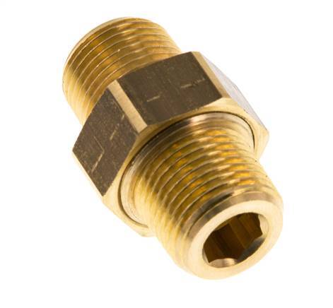 R 3/8'' Brass Double Nipple 3-pieces with Conically sealing 16 Bar [2 Pieces]
