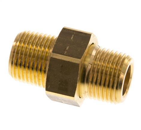 R 3/8'' Brass Double Nipple 3-pieces with Conically sealing 16 Bar [2 Pieces]