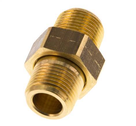 R 3/8'' Brass Double Nipple 3-pieces with Conically sealing 16 Bar [2 Pieces]
