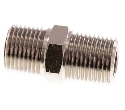 1/2'' NPT x R 1/2'' Niple doble de latón niquelado 60 Bar