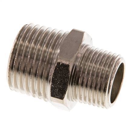 R 1/2'' x R 3/8'' Nickel plated Brass Double Nipple 16 Bar [2 Pieces]
