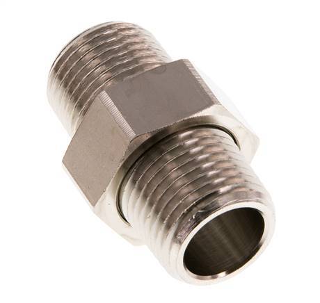 R 1/2'' Nickel plated Brass Double Nipple 3-pieces with Conically sealing 16 Bar