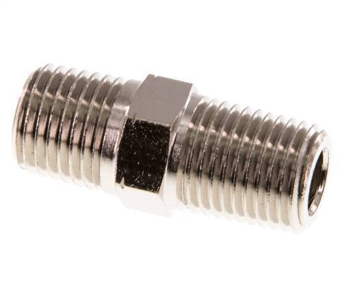 1/4'' NPT x R 1/4'' Latón niquelado Espiga doble 60 Bar