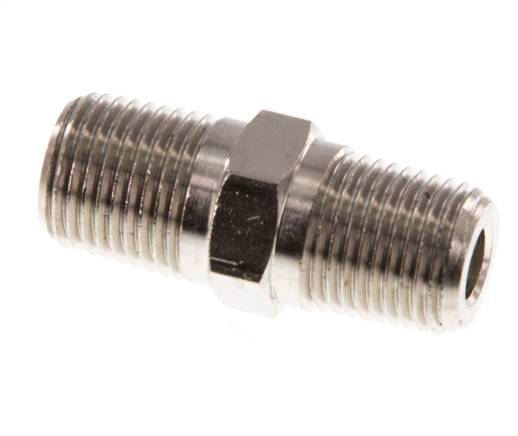 1/8'' NPT x R 1/8'' Niple doble de latón niquelado 60 Bar