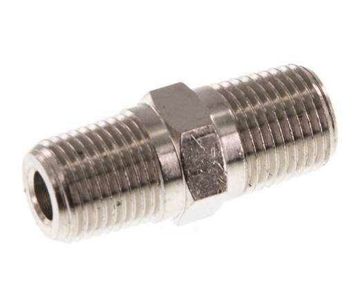 1/8'' NPT x R 1/8'' Niple doble de latón niquelado 60 Bar